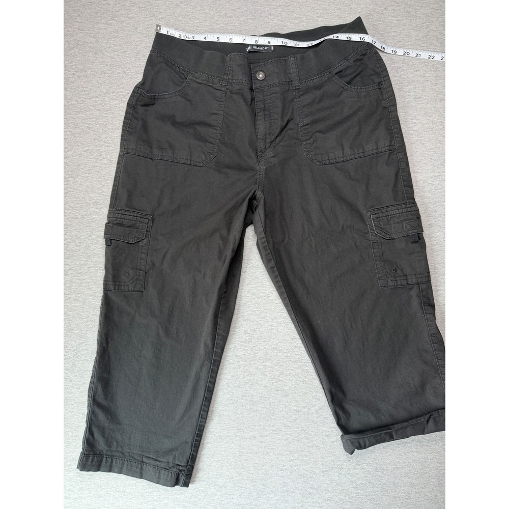 Lee Relaxed Fit Black Cargo Capris Womens 16 Medium Cotton Spandex 3370501 - Picture 2 of 10
